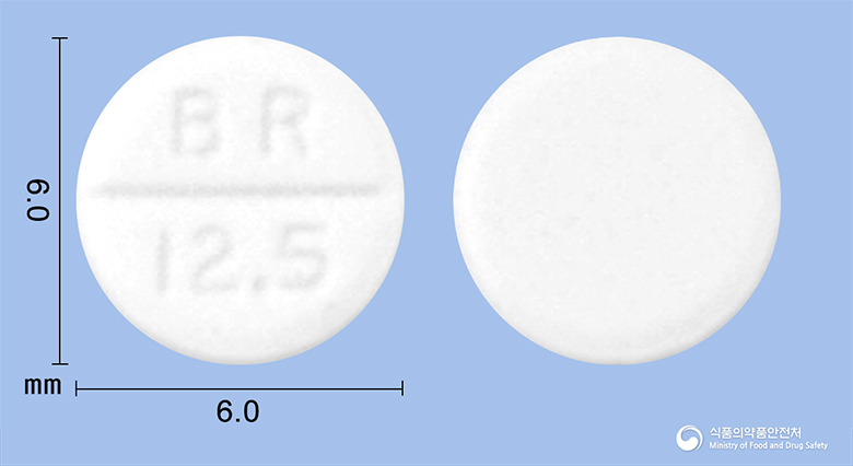 카프릴정12.5밀리그람(캅토프릴)수출명;Captolongtablet12.5mg(captopril) 낱알 사진