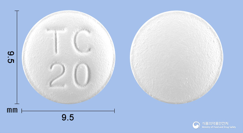 타목센정20밀리그램(타목시펜시트르산염)(수출명:Tamooex Tabs.20mg,XifenTabs.20mg,GyraxenTabs.20mg) 낱알 사진