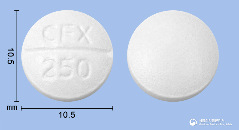 파마시프로플록사신정(시프로플록사신염산염수화물)(수출명1:시프로메드250mg)(수출명2:프록시프로정250mg)(수출명3:시프로플록스정250mg)(수출명4:시플록신정250mg) 낱알 사진