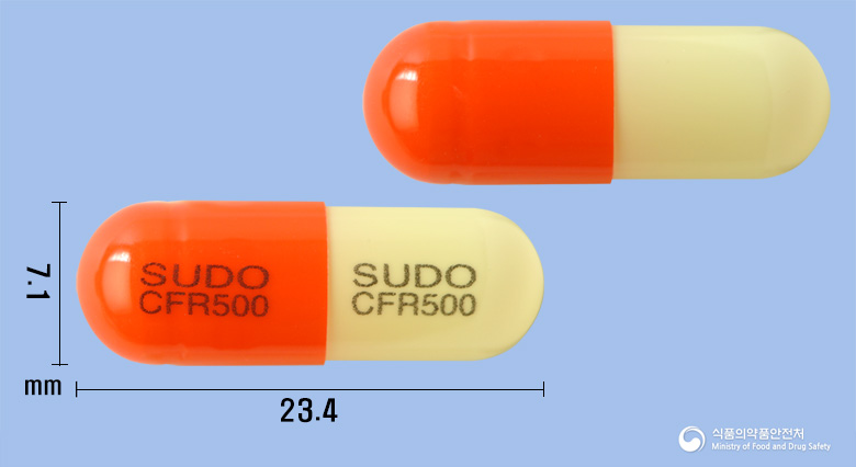 팜젠세프라딘수화물캡슐500mg(수출명:수라딘캡슐500mg, 파시딘캡슐500mg) 낱알 사진