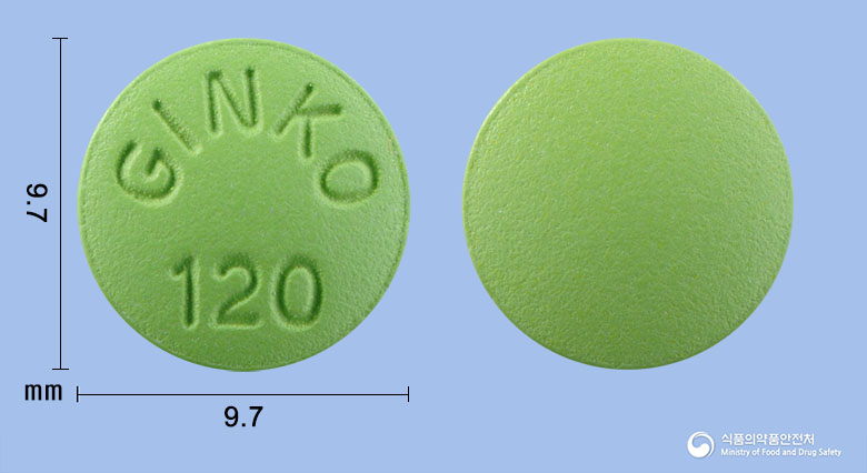 진큐크린정120mg(은행엽엑스) 낱알 사진