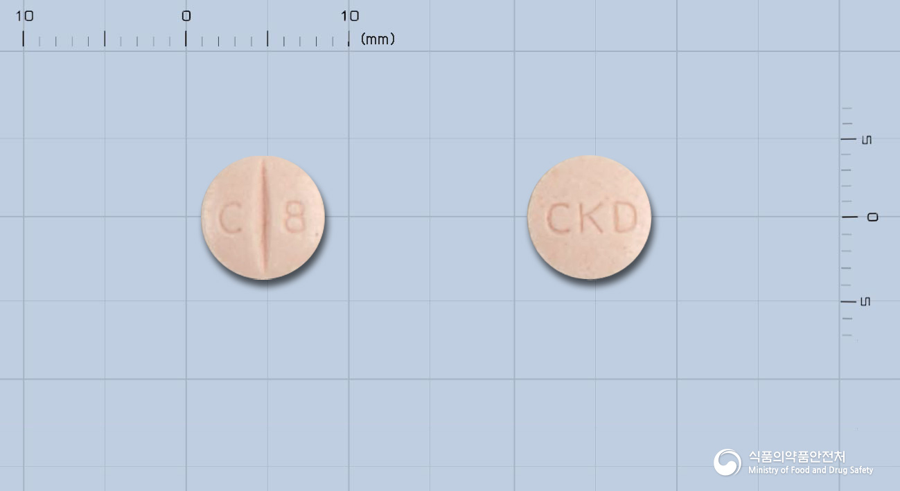 칸데모어정8밀리그램(칸데사르탄실렉세틸) 낱알 사진