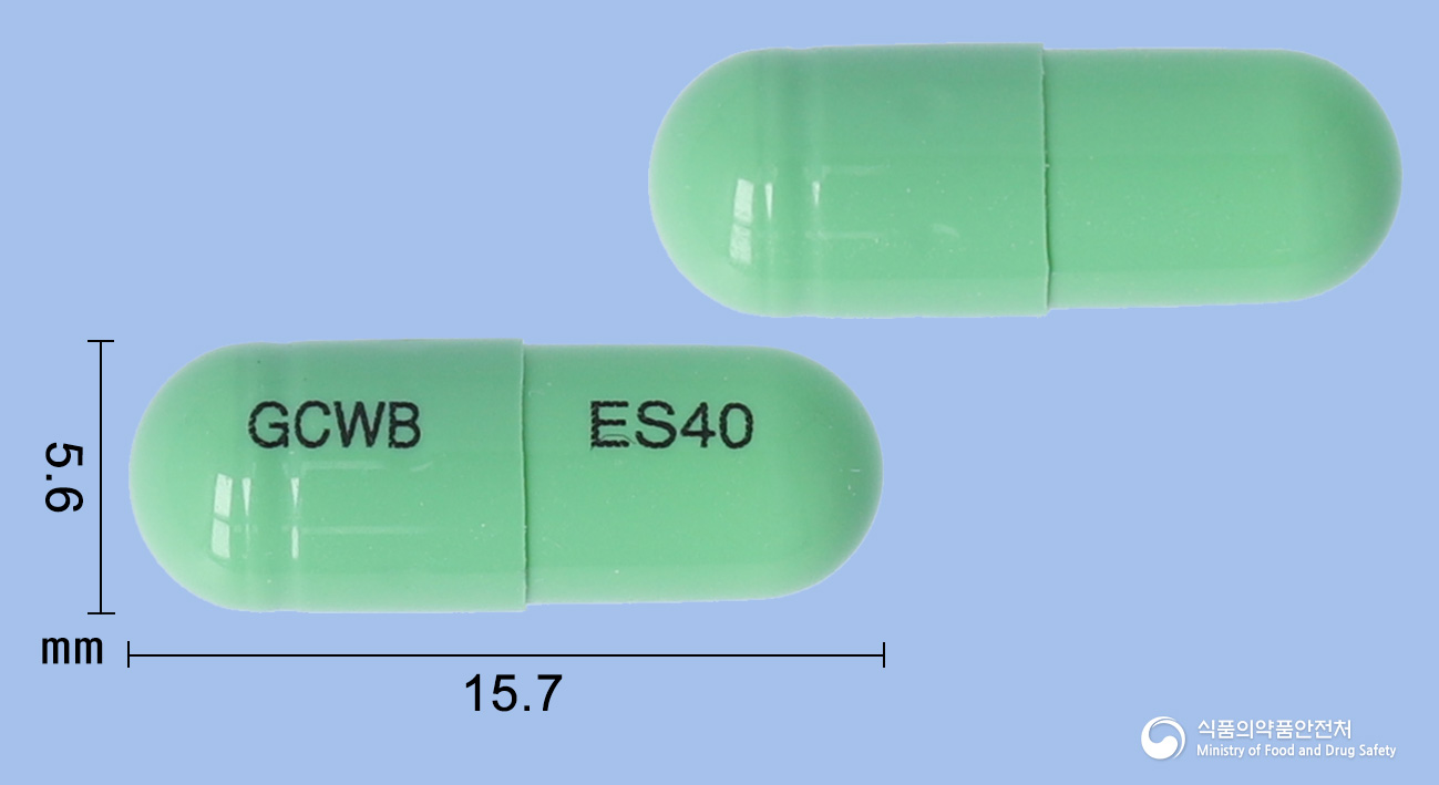 에스오졸캡슐40mg(에스오메프라졸마그네슘이수화물) 낱알 사진