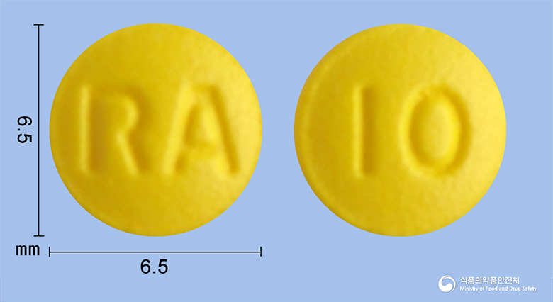 라베탑정10mg(라베프라졸나트륨) 낱알 사진