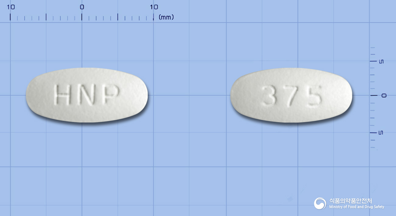 아시크라정375mg(아목시실린수화물·클라불란산칼륨(2:1)) 낱알 사진