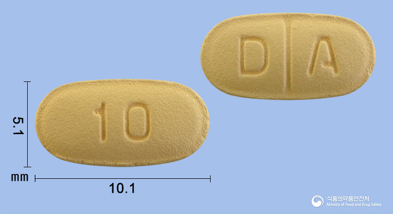 듀오논정10/10밀리그램 낱알 사진