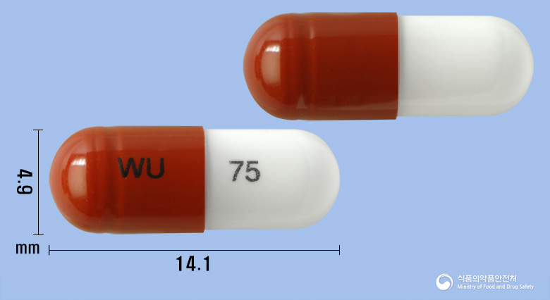 레가바캡슐75mg(프레가발린) 낱알 사진