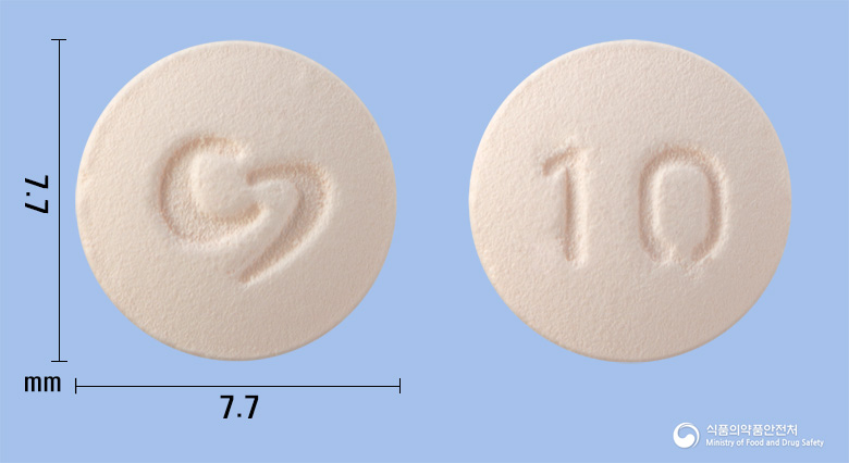 베시칼린정10mg(솔리페나신숙신산염) 낱알 사진