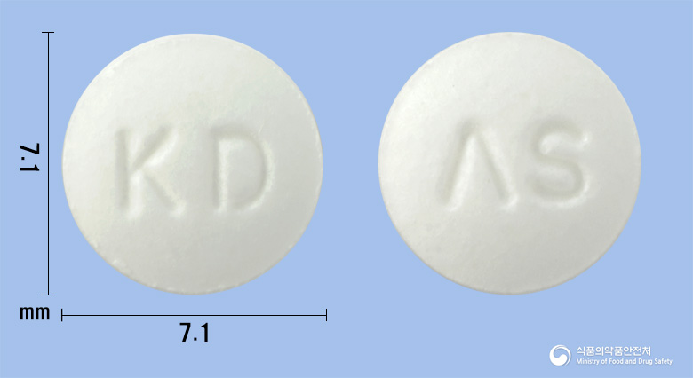 광동아스피린장용정100mg 낱알 사진