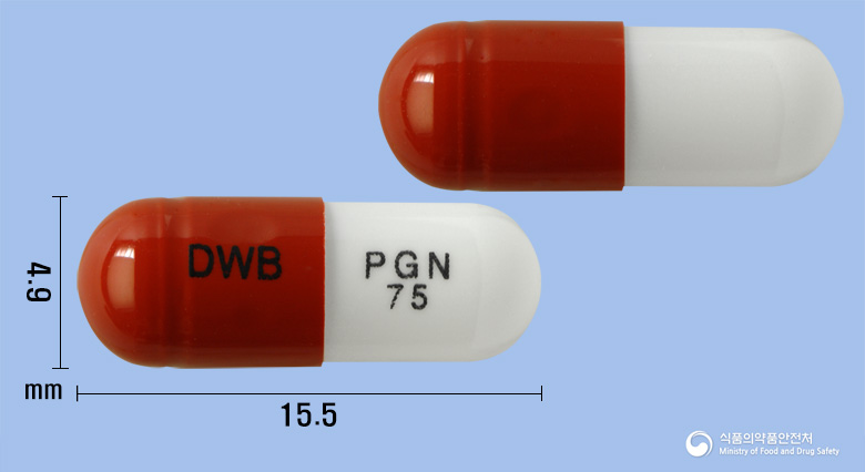 리리베아캡슐75mg(프레가발린) 낱알 사진