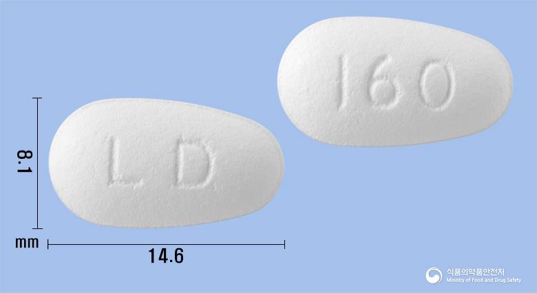 로오딜슈프라정160mg(페노피브레이트) 낱알 사진