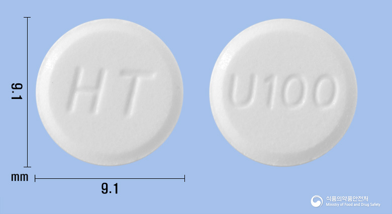 우루리버정100mg(우르소데옥시콜산) 낱알 사진