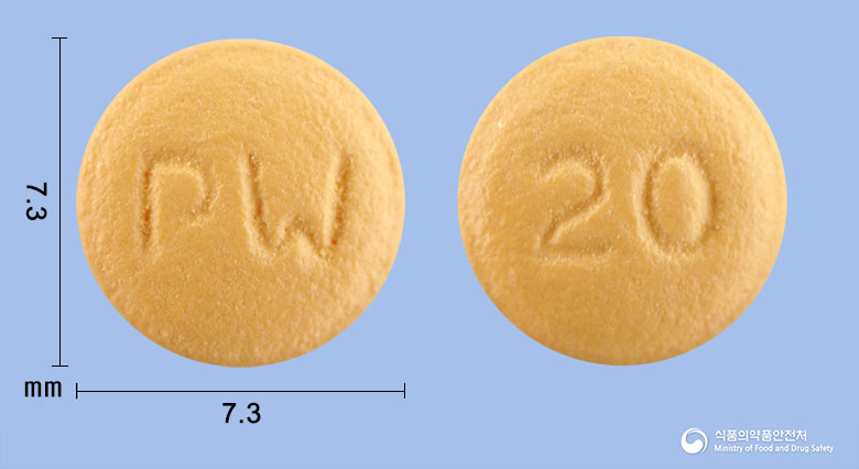 파리원정20mg(라베프라졸나트륨) 낱알 사진