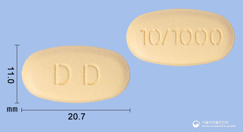 다플디엠메트서방정10/1000밀리그램(다파글리플로진프로판디올수화물,메트포르민염산염) 낱알 사진